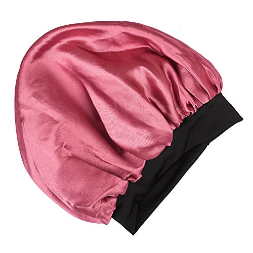 Image of Satin Silk Premium Sleeping Caps for Women, Comfortable & Soft Double Layered Stretchable Hair Bonnets, All Head Sizes & Hair Type, Night Care Routine, Onion Pink, Pack of 1