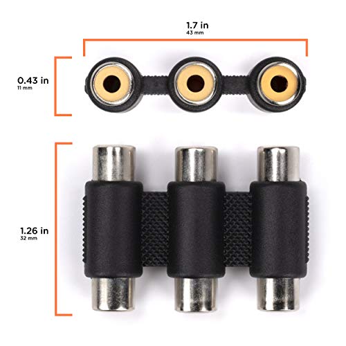 Conectores RCA hembra de triple unión para audio y video, pack 4 miniatura 3