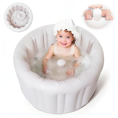 Image of Hantaiwan Inflatable Baby Bath Seat for Sitting Up XL, Inflatable Soft Tub for 12-24 Months, Anti - Collision with Temperature Sensing, Portable Toddler Bath Support for Home & Travel
