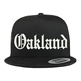 Trendy Apparel Shop Old English Font Oakland City Embroidered 5 Panel Mesh Cap - Black