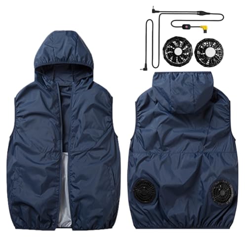 Jacket with Fans for Cooling,Men's 360° Air Cooling Fan Vest–9-Blade, 3-Speed, 13H Wearable AC for Outdoor Use