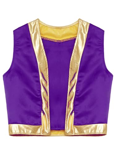 Aislor Kids Boys Halloween Cosplay Role Play Party Fancy Dress Up Outfits Arabian Prince Vest Open Front Waistcoat Tops3