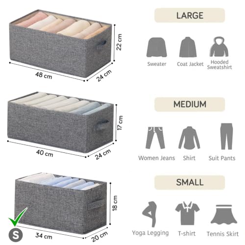 Image of HOKIPO Fabric Storage Boxes for Clothes Wardrobe Organizer | Storage Bins for Wardrobe Fabric Organizers with Handle, Small, Pack of 2 - Grey (AR-6683-GRY*2)