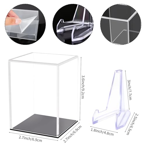 Image of Hooqict Championship Ring Display Case Clear Acrylic Ring Case Display Box UV Protected with Base for Sports Baseball Softball Football Single Ring Coin Holder Stand