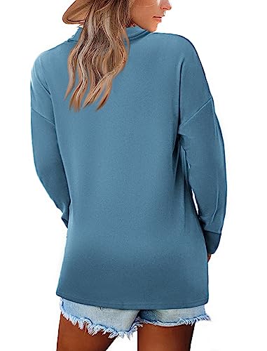 Image of Women's Long Sleeve Tops Fall Shawl Neck Tunic Tops for Leggings Casual Blouse Sweatshirt