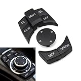 Goodithy Black 6PCS CIC iDrive Multifunction Control Switch Button Covers, Center Console Menu Cap Knob Button Keys Replacement for BMW 1/3/5/6/X1/X5 Series E60 E87 E90 E91 E60 E84 E70