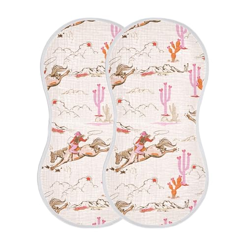 Cowgirl Western American Burp Cloths Baby Boys Girls Absorbent Soft Cotton Burping Cloths Rags 2 Pack