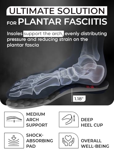 Image of CRUVHEAL Work Orthotic Insoles - Anti Fatigue Medium Arch Support Shoe Insert Men Women - Plantar Fasciitis Flat Feet - Relieve Foot Pain - Work Boot Insoles Standing All Day (M, Graphite)