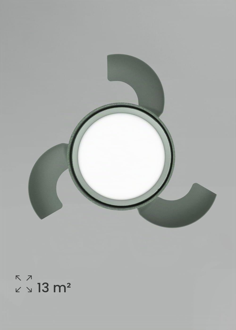 CREATE / WIND CLEAR LAMP/Ventilateur de plafond avec lumière lin vert sauge télécommande / 40W, Silencieux, Ø55 cm, pales rétractables, programmable, fonction été-hiver, LED 3 températures