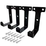 4 PCS black heavy duty metal flat j hooks for hanging 320 lbs,wall mount hooks,plant hanger large steel utility masonry industrial hook for Hanging Garage Storage Home Office Gym Sports Equipment(XL)