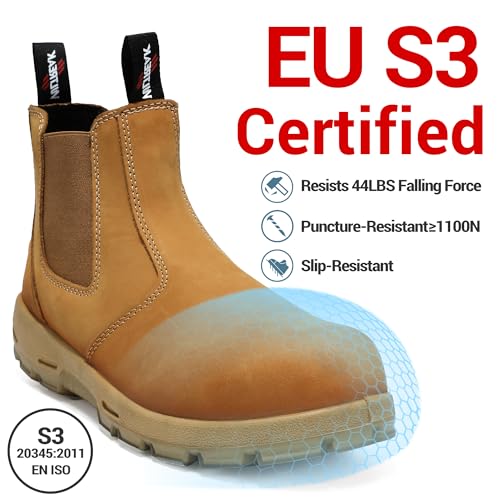 Image of Composite Toe Chelsea Work Boots for Men and Women, S3 Certified Waterproof Safety Boots, Kevlar Puncture-Resistant Midsole, Slip-Resistant Work Shoes for Construction, Roofing, Warehouse & Industrial Work