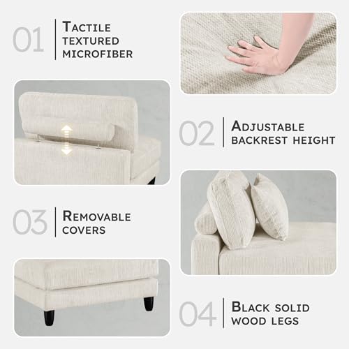 Sillón modular sin brazos beige microfibra miniatura 3