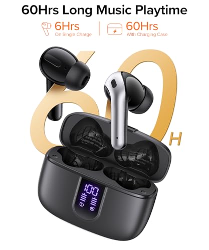 Image of TAGRY Bluetooth Headphones True Wireless Earbuds 60H Playback LED Power Display Earphones with Wireless Charging Case IPX5 Waterproof in-Ear Ear buds with Mic for TV Smart Phone Laptop Computer Sports
