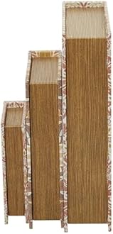 Deco 79 Faux Leather Decorative Box Faux Storage Book Book Shaped Boxes with Cream Floral Patterns, Set of 3 Decorative Keepsake Boxes 12", 9", 6"H, Orange