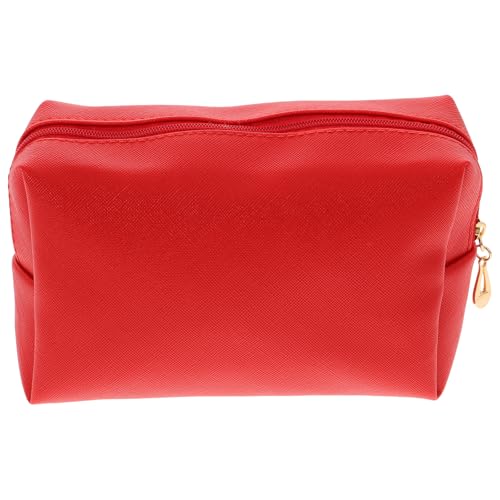 BCOATH Portable Pu Leather Lipstick Storage Bag, Mini Glitter Makeup Pouch, Red Travel Cosmetics Organizer Toiletry Bag for Women