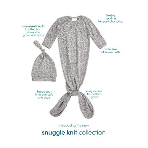 Aden + Anais Snuggle Knit Knotted Newborn Baby Gown & Hat Set-Heather Grey #TOP1