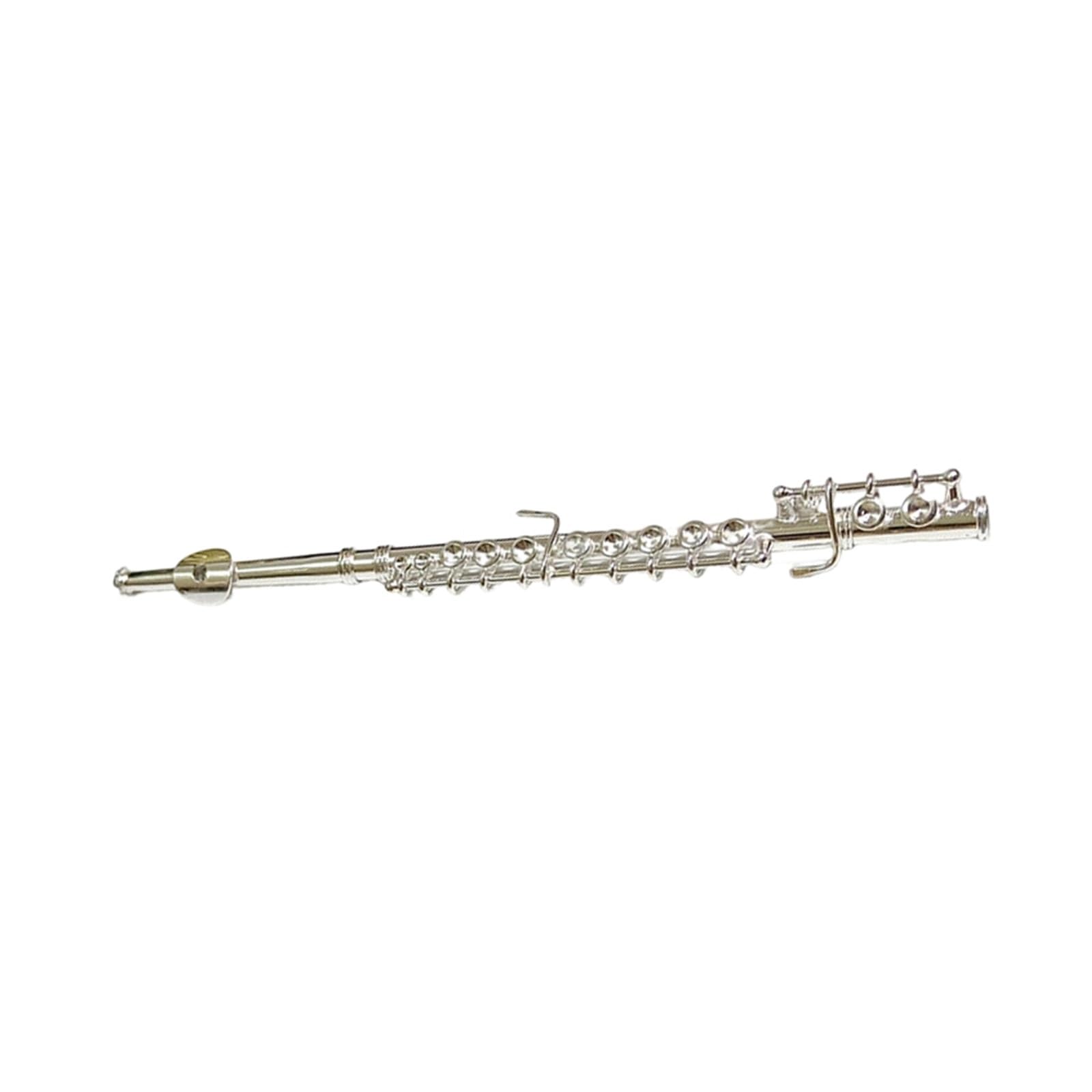 ZXFJYUIP Miniature Gold And Silver Flute Model Wind Musical Instrument Home Decoration Ornament(Silver,11CM)