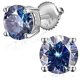 Moissanite Stud Earrings 0.2ct-4.0ct,18K White Gold Plated 925 Sterling Silver Screw Back, Sterling Silver, Moissanite