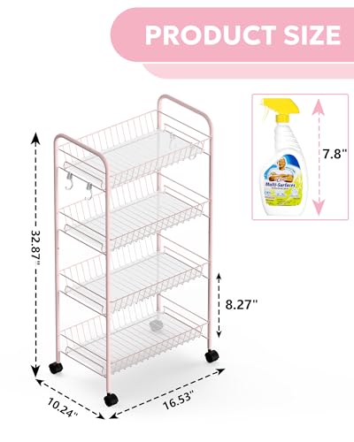 Image of Mythinglogic 4-Tier Rolling Utility Cart with Removable Wire Baskets