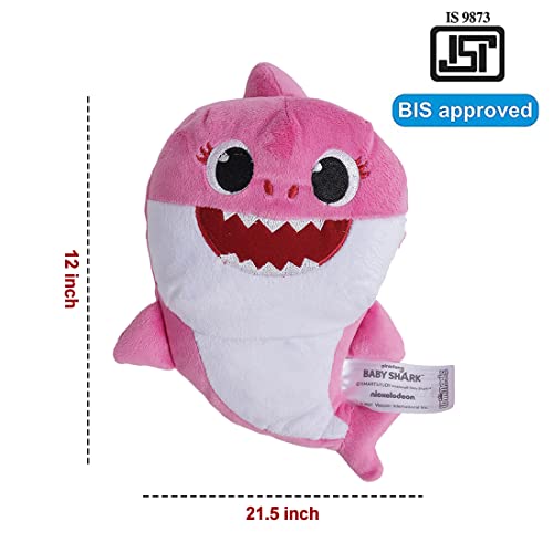 Image of Pinkfong Baby Shark Plush Sing and Light up Plush Toy 12 Inch Mommy Shark for The Kids of 1 Year and Above, White, (BS60008)