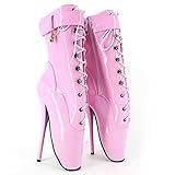 Größe: 36-46 EU. COSY-L Extreme Fetisch Ballet Damen High Heels Lack Schwarz Plateau Stiletto High Heel Pumps SM Ballettkönigin Stiefel Unisex,Pink,46EU/15US