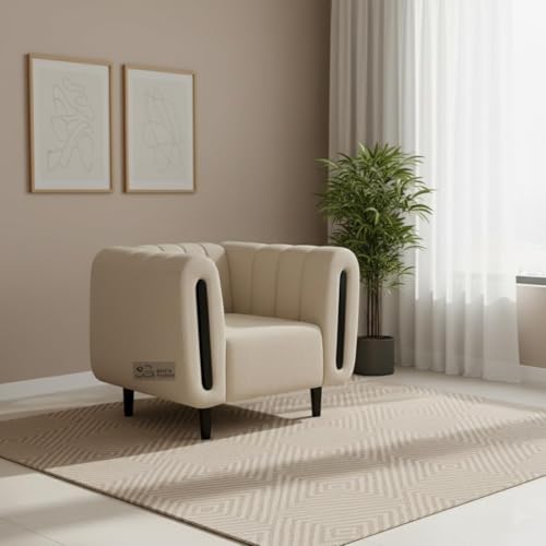 Image of Chesterfield Velvet Upholstery 3-Seater with Armchair and Footrest, Design in 3+1+Footrest Sofa for Living Room, Bedroom, Hallways (Beige Wood)