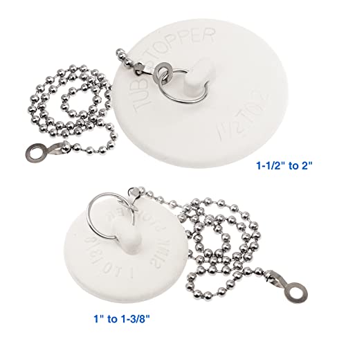 Tapones de bañera goma con cadena acero inoxidable, 6 tamaños miniatura 2