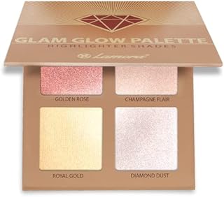 Highlighter Make-up Bronzer Powder Palette - Face Highlighter Makeup Palette Set With Mirror - 4 Highly Pigmented Shimmer Colors For Highlighting And Contouring - Vegan, Cruelty Free & Hypoallergenic
