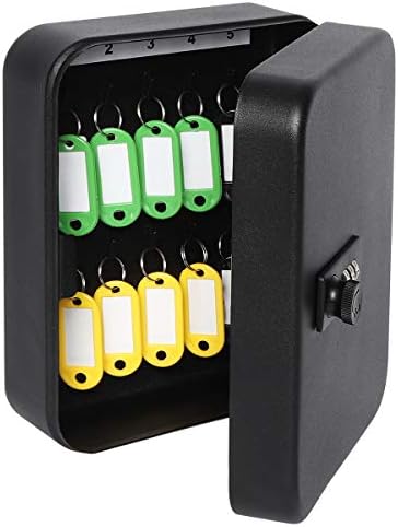 Decaller Secure Key Box with Combination Lock, Key Cabinet Wall Mount Lock Box with 20 Hooks, 7 4/5" x 6 1/5" x 2 4/5"