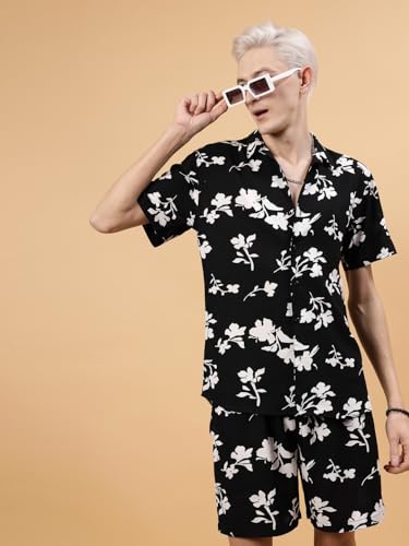 Image of Rigo Printed Co-Ord Set for Men's | Casual Shirt & Shorts Night Suit Set | Lounge-wear Nightdress Pajama Set for Men's | Night Wear, Beach Wear, Vacation Wear Outfit