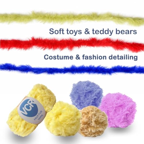 Image of VCR Camel Brown Yarn, Bulky Chunky Faux Fur Yarn, 100 Grams Hank, 100% Polyester, Suitable for Knitting Jackets, Scarves, Hats, Blankets, Cushions, Toys and Decorative Accents