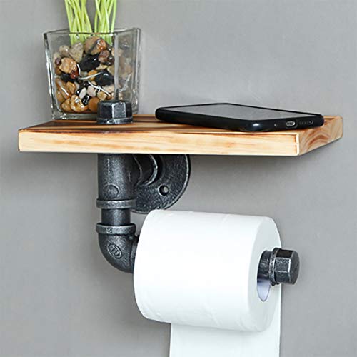 Industrial Pipe Tissue Roll Hanger,Bathroom Toilet Paper Holder 9.8 inches, Wall-Mounted Towel Rack, Bathroom Organizer