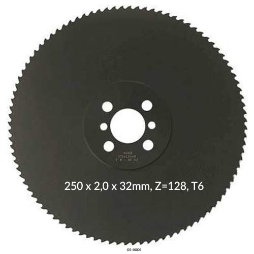 Lama per sega circolare in metallo ad alte prestazioni, 250 x 2,0 x 32 mm, Z = 128, T6 HSS DM05