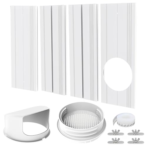 Ninyoon Kit de Sellado de respiradero de Ventana de Aire Acondicionado - para Manguera de Escape de 13 cm y 15 cm, para Ventana Vertical y Horizontal de 43-140 cm - sin Manguera