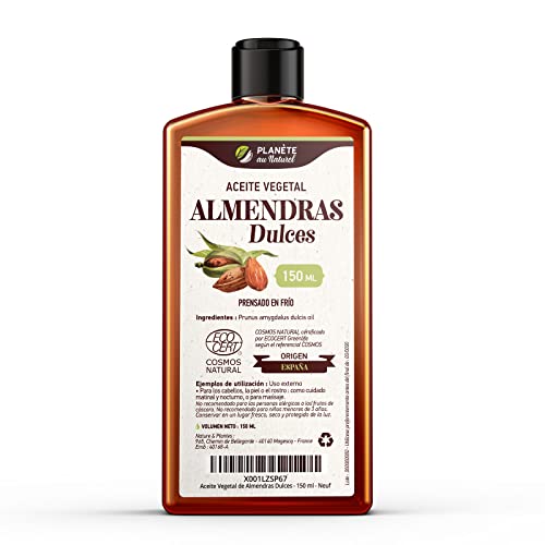 Aceite Vegetal de Almendras Dulces - 100% Puro, Natural y Prensado en Frío - Certificado Cosmos Natural - 150 ml Cover