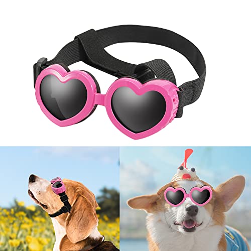 Wanmu Hundebrille Für Kleine Rassen - UV-Schutz Sonnenbrille Mit Verstellbarem Band