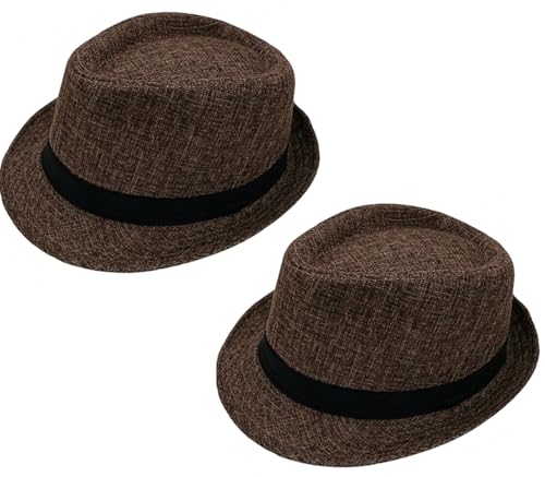 Image of 1920s Men Fedora Hat Cap for Men,Manhattan Hat for 1920s Mens Gatsby Costume Accessories