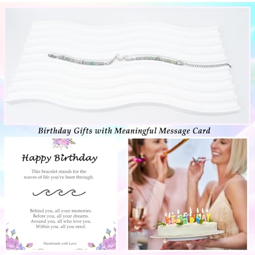 Birthday Gifts for Her Women, Unique Wave Bracelets for Happy Birthday 18th, 21st, 30th, 40th, 50th, 60th Birthday Gifts Ideas for Women Bestie Friend Sister Mom Daughter Wife Grandma Aunt3