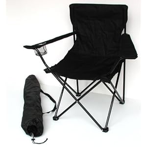 Visstoel, campingstoel, inklapbaar met bekerhouder en draagtas, zwart