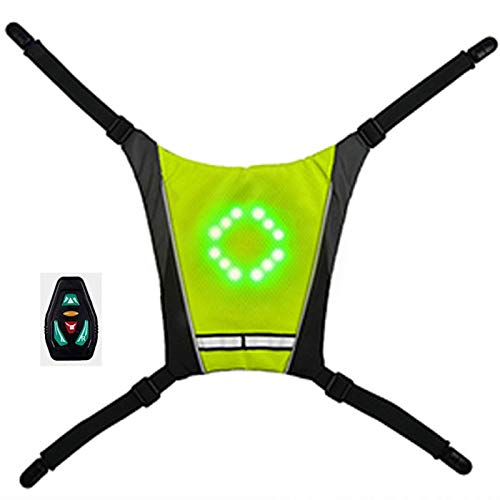 CHEIRS Bicicleta de Control Remoto inalámbrico Advertencia LED luz Luminosa señal de Giro Mochila Colgante Noche luz señaladora,Yellow