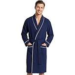Get Trend Men’s Waffle Bathrobes M-3XL, Shawl Collar Robes, Lightweight Men’s Dressing Gown, Cosy Housecoat Loungewear, Gifts for Him (2XL, Navy)