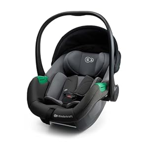 Kinderkraft Mink PRO 2 i-Size 40-87 cm Babyschale, Autositz von Geburt Gruppe 0+, Verstellbare Kopfstütze, Einsatz für die Jüngsten im Set, Grau