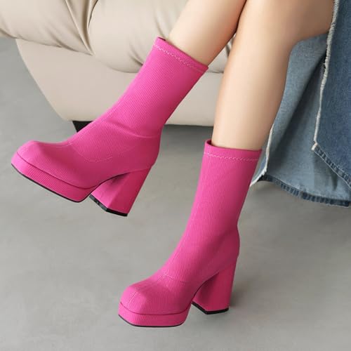 Boots mi-mollet élastiques au design géométrique et finitions soignées