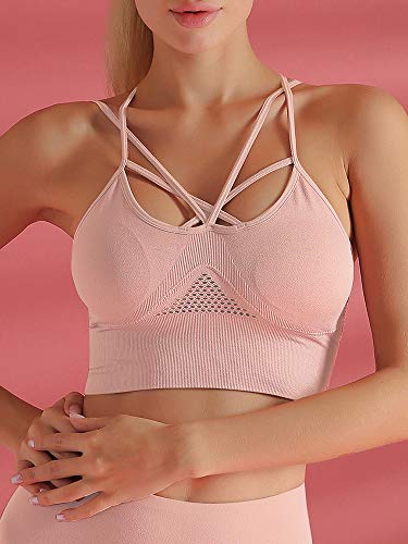 pedkit Sutiã esportivo feminino oco criss-cross strappy removível acolchoado treino atlético ioga co