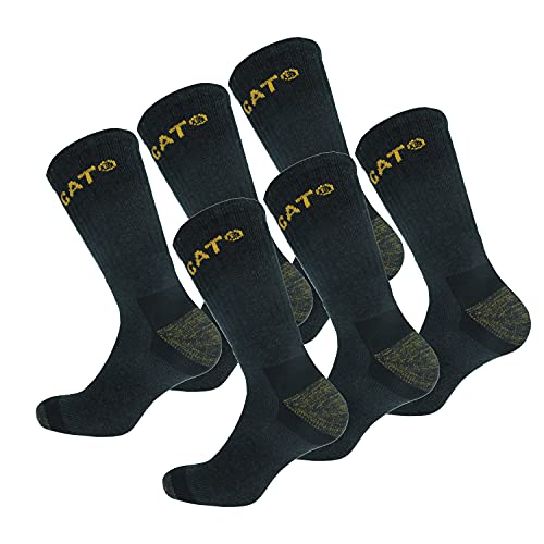 Caterpillar Premium Socks 6 Paires de chaussettes de sécurité au travail pour hommes, double renfort sur la pointe et le talon, Coton d'excellente qualité...