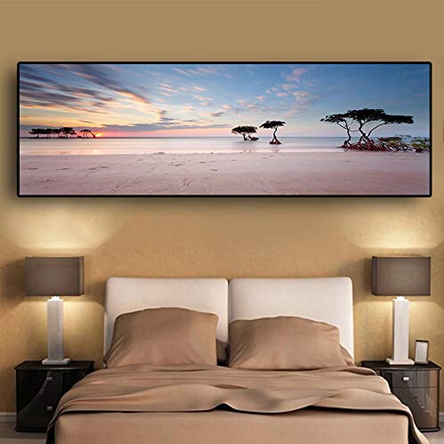 Affiche plage ciel mer pour remplacer un décor impersonnel par une œuvre zen de 45x130 cm