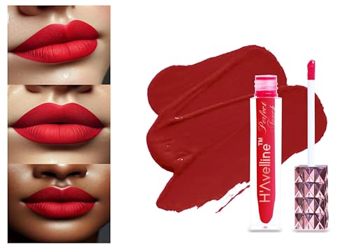 Image of H'Avelline Perfect Touch Velvet Matte Liquid Lipstick - Crimson Cherry Red | Highly Pigmented | Lightweight Smooth Texture | Transfer Resistant | Long Lasting Hydrating Formula