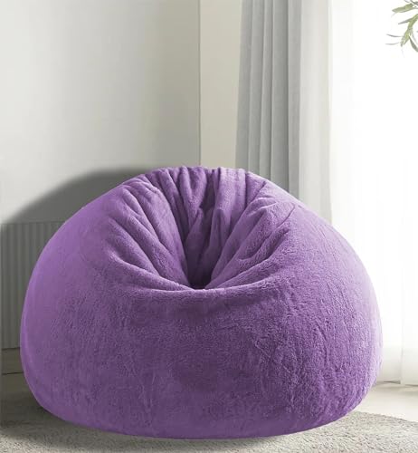 Image of Mollismoons Bean Bag XXXL Size for Adults & Kids Fur bin Bag Luxury Bean Bag Chair (Purple, Bean Bag Without Beans Cover(Assembly Required))