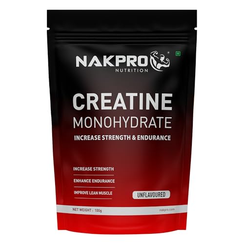 NAKPRO Micronised Creatine Monohydrate 100g powder, Unflavoured- (33 Servings) | Trustified Certified | Rapid Absorption Pre/Post Workout Supplement for Muscle Repair & Recovery