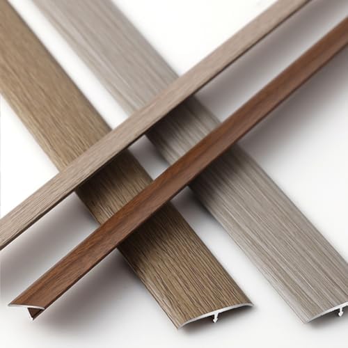 Self-Adhesive Wood Grain T-Molding Transition Strip - Flat Divider for Floor Gaps - Light Walnut Finish, 3.3cm/1.3in Width, Ideal for Seamless Flooring Solutions